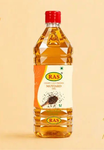 RAS Cold Pressed Mustard Oil bottle